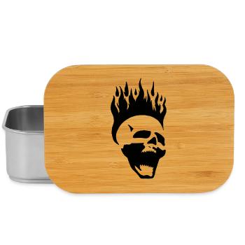 Flammender schreiender Schädel (schwarz) - Lunch Box - Silber - Vorne