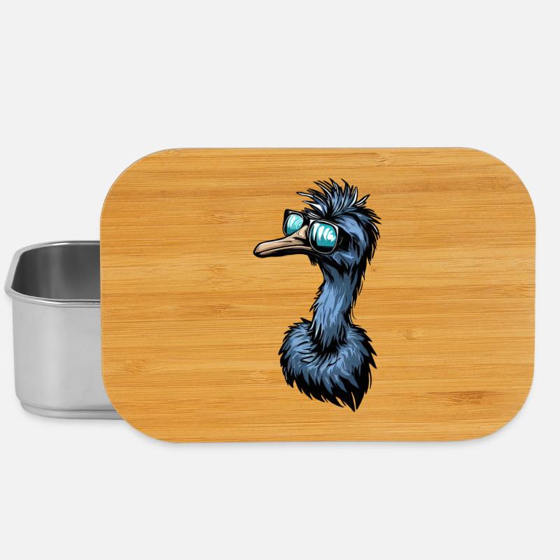 Emu & Strauß mit Cooler Sonnenbrille - Lunch Box - Silber