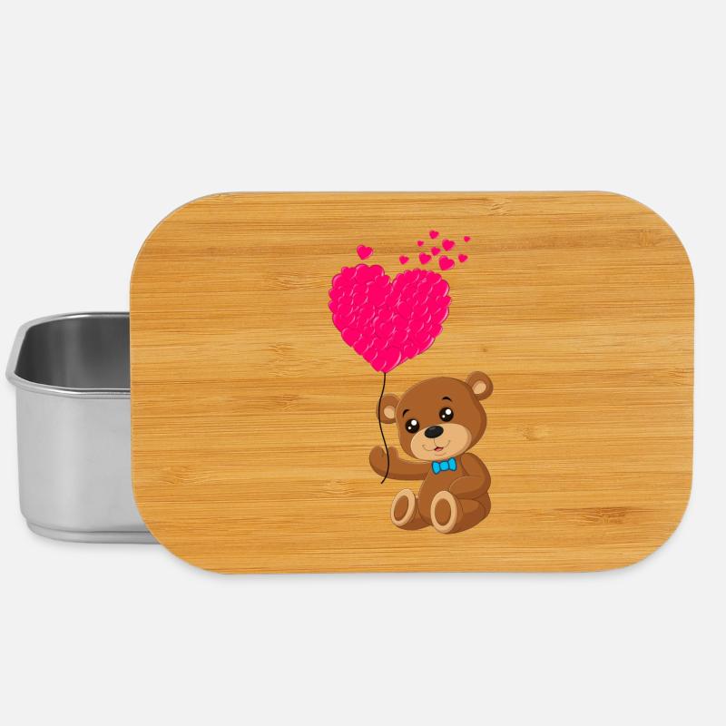 Teddybär mit Herz - Lunch Box - Silber