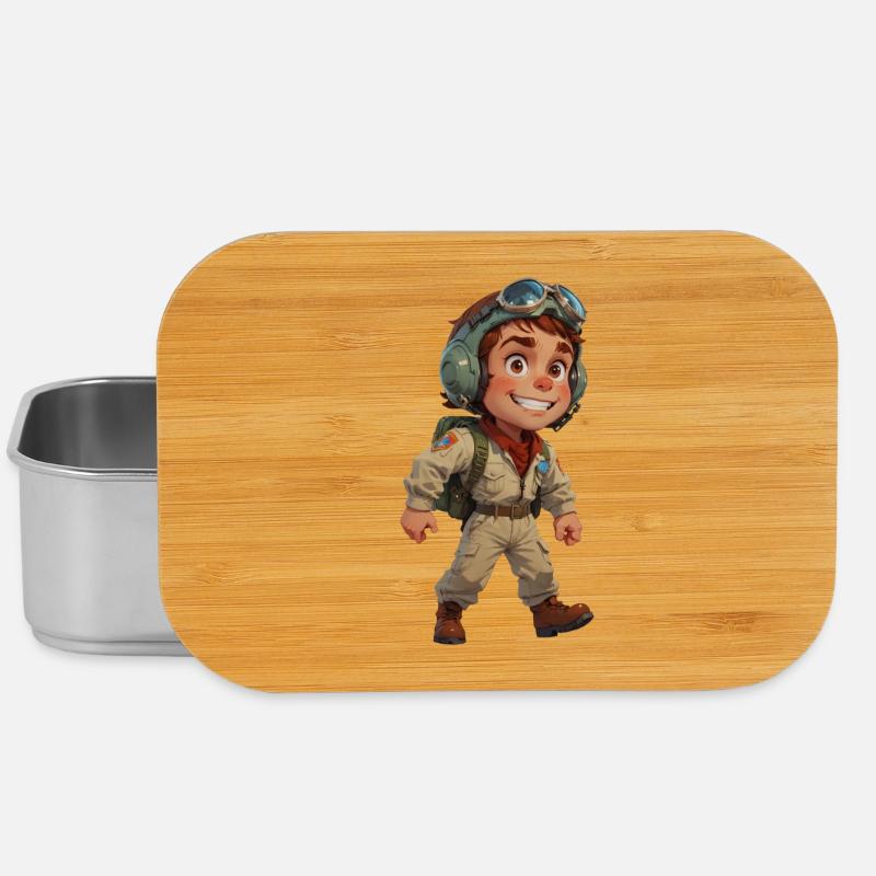 Niedlicher Cartoon-Kampfpilot - Lunch Box - Silber