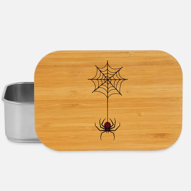 Gruselige Halloween-Spinne im Netz - Lunch Box - Silber