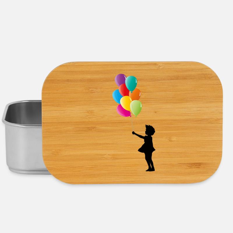 Mädchen mit bunten Luftballons - Lunch Box - Silber