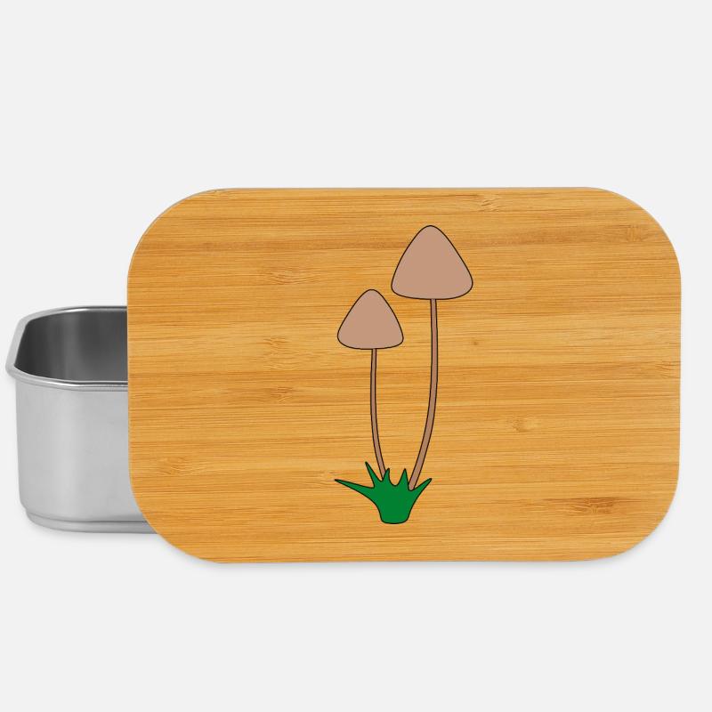 Minimalist Mushroom Botanical Illustration - Lunch Box - silver