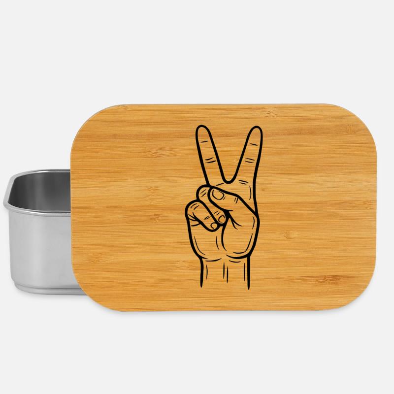 Peace Handzeichen – Victory Symbol - Lunch Box - Silber