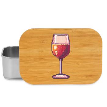 Pixel Wine Glass Retro - Lunch Box - silver - Front
