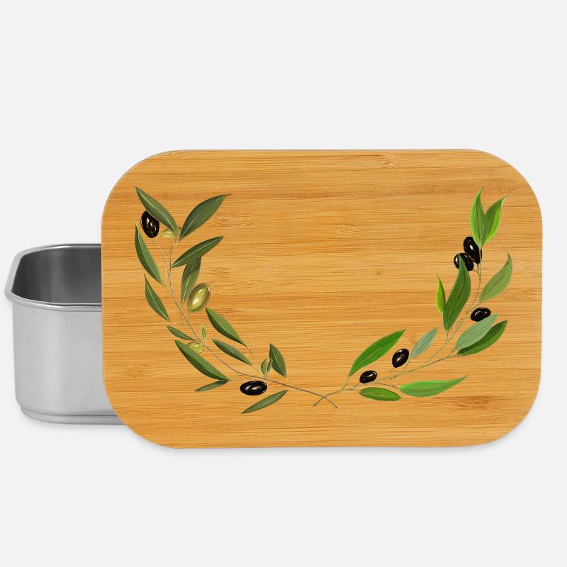 Olive branches Marseille handmade - Lunch Box - silver
