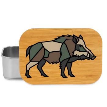 Geometrisches Wildschwein Low Poly - Lunch Box - Silber - Vorne