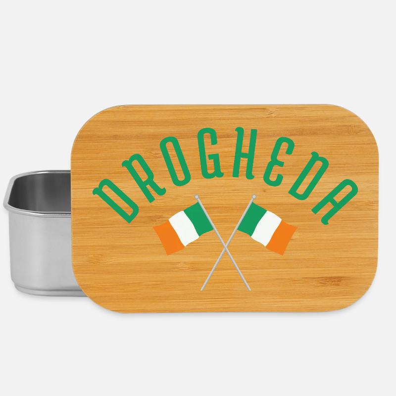 Drogheda Crossed Irish Flags Emblem - Lunch Box - silver