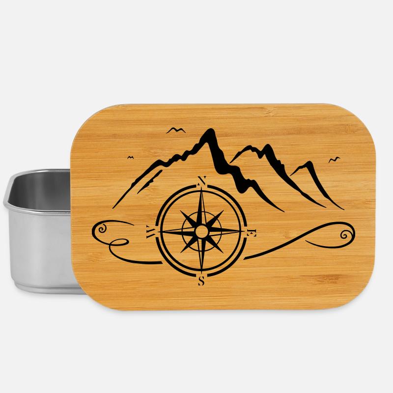 Mountains with compass - Lunch Box - silver