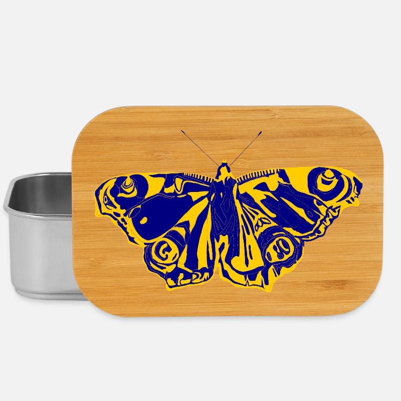 Papillon bleu-jaune – symbole de légèreté - Boîte à goûter - argent