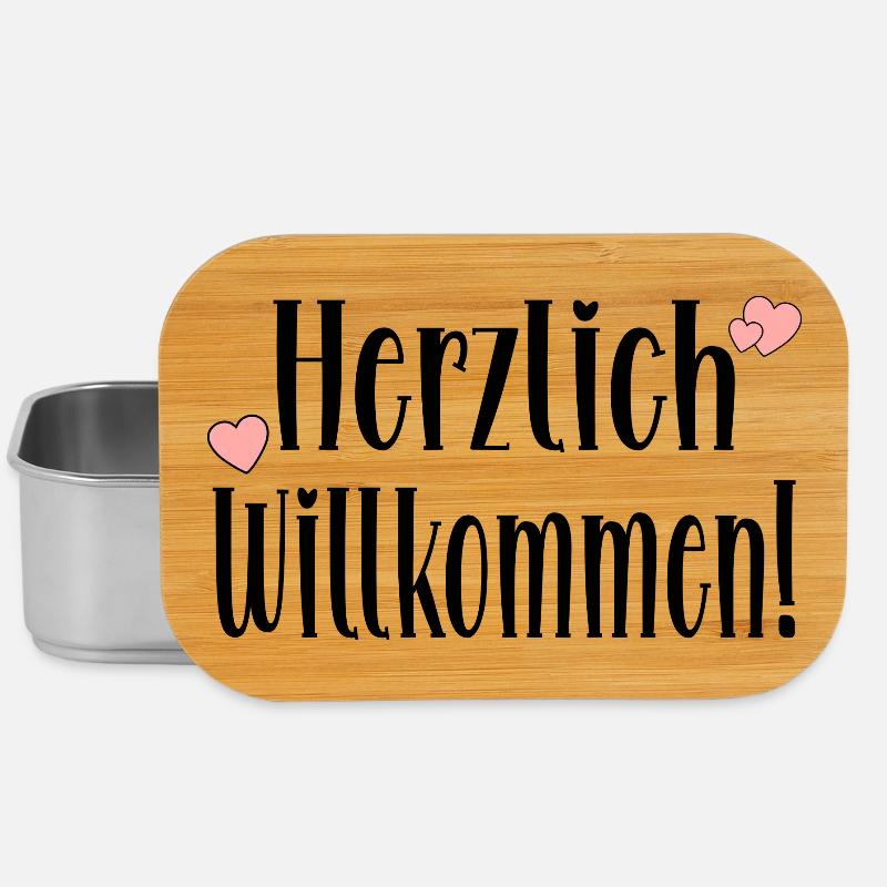 Herzlich Willkommen Sprüche - Geschenke - Lunch Box - Silber