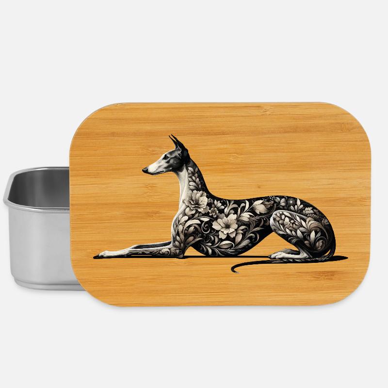 Galgo Embroidery Design - Lunch Box - silver