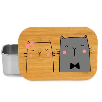 Katzen Katzenpaar Pärchen Brautpaar Hochzeit - Lunch Box - Silber - Vorne