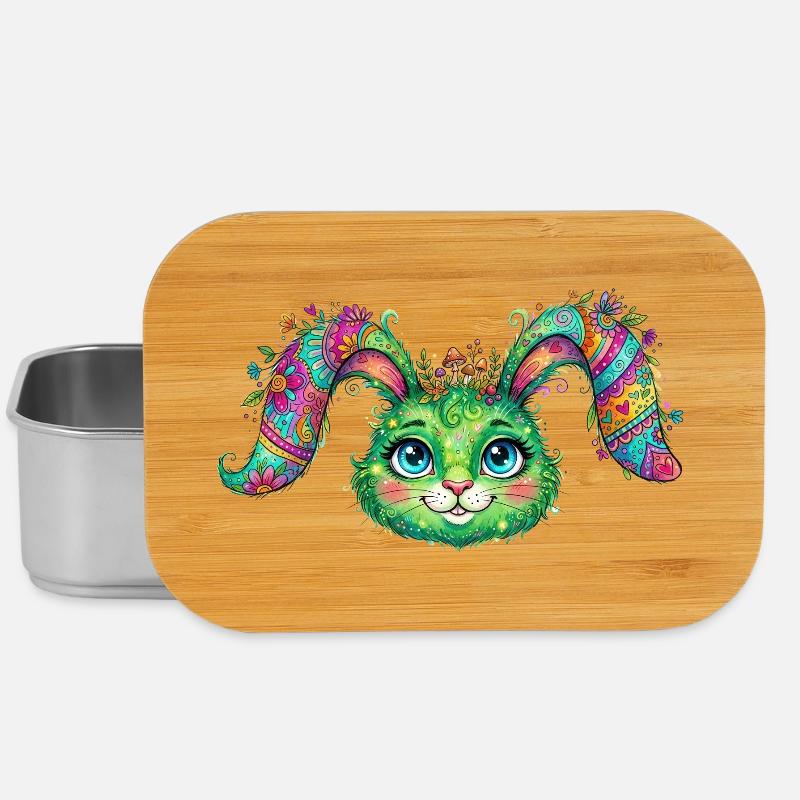 Colorful Flower Rabbit – Face - Lunch Box - silver