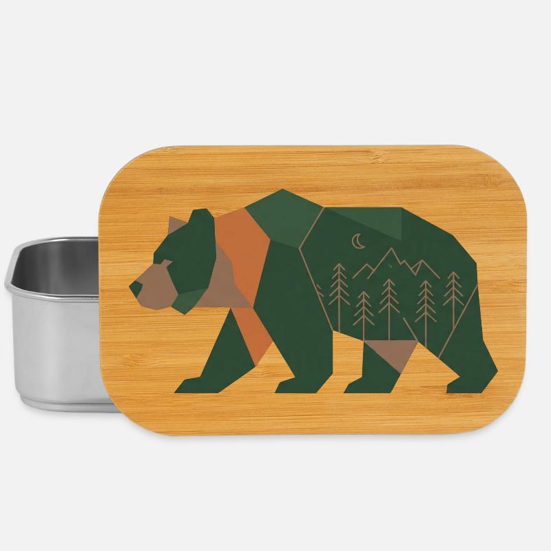 Forêt géométrique Ours Clair de Lune - Boîte à goûter - argent