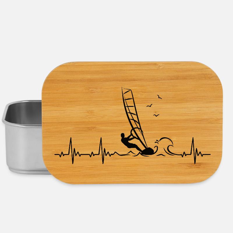 Windsurfen Heartbeat mit Windsurfer Puls Frequenz - Lunch Box - Silber