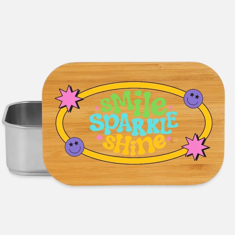 Colourful Retro Smile Text Design - Lunch Box - silver