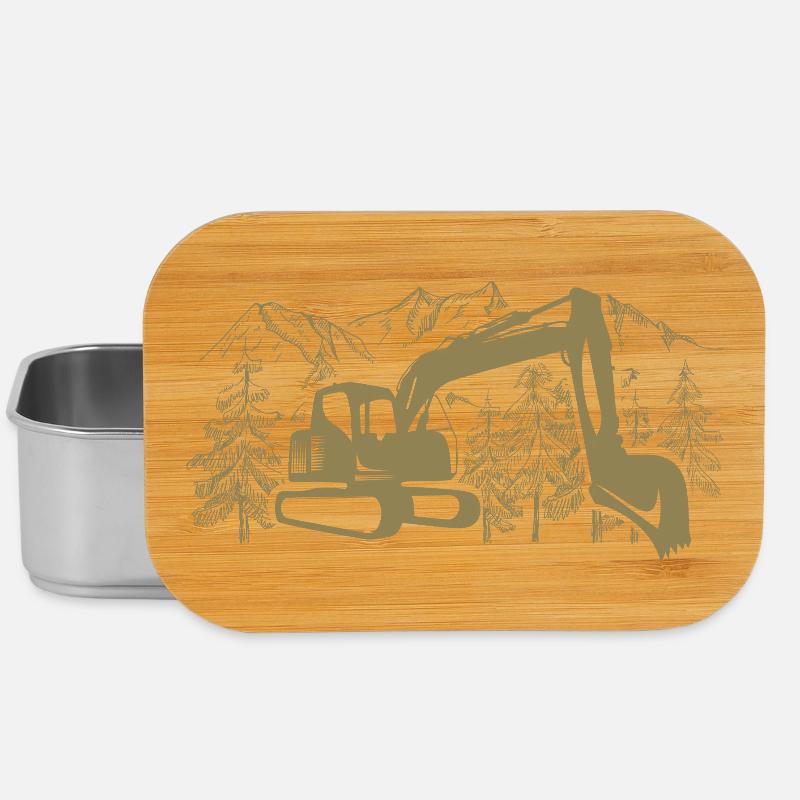 Bagger Silhouette Baugeräteführer Arbeit - Lunch Box - Silber