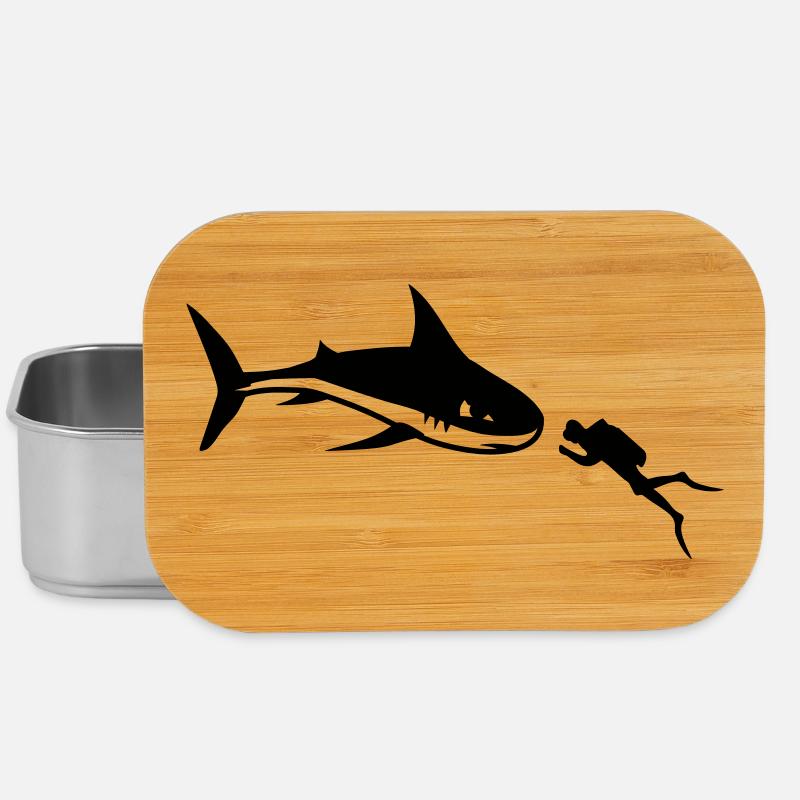 Un requin et un plongeur - Boîte à goûter - argent