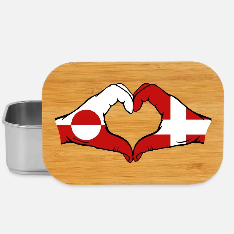 Drapeau du Groenland Danemark Mains Forme de cœur - Boîte à goûter - argent