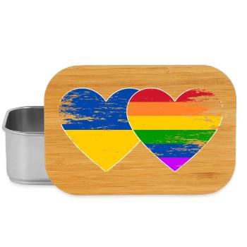 Ukraine Regenbogen Flagge Herz used - Lunch Box - Silber - Vorne