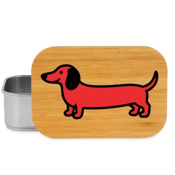 Hunting Dog Dachshund Profile Vector - Lunch Box - silver - Front