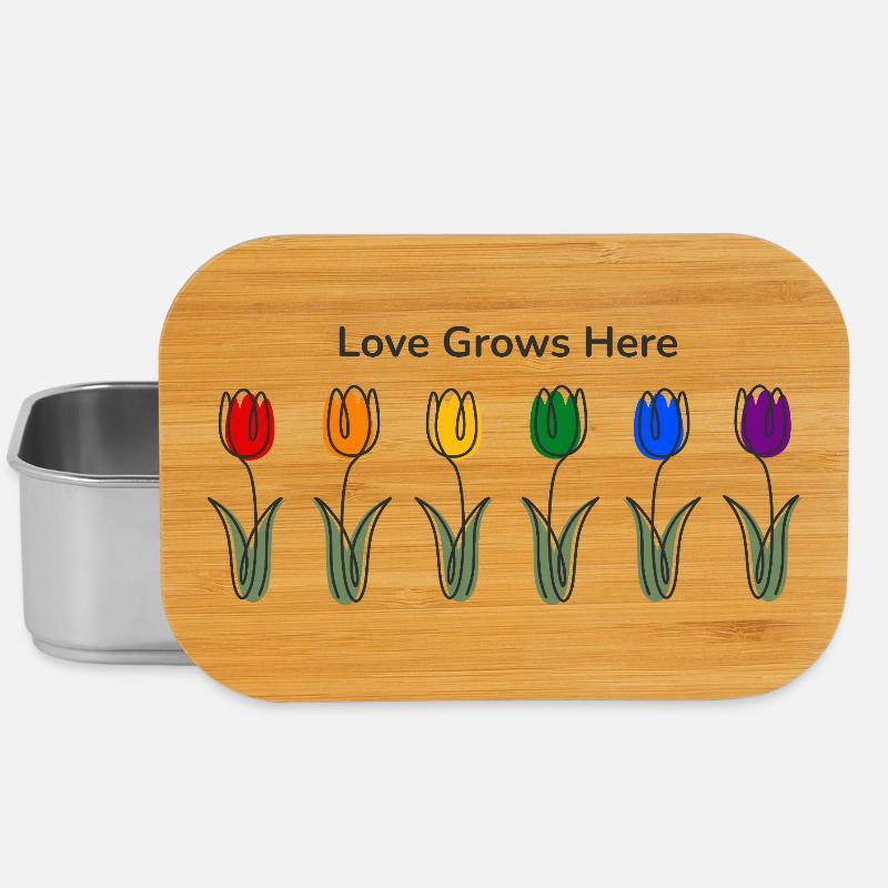 Love grows here-Tulips LGBTQ Pride Rainbow - Lunch Box - silver
