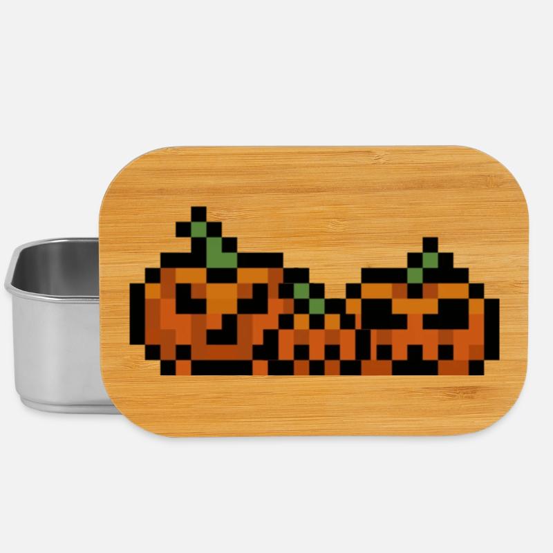 Pixel Kürbis Retro 8Bit Design - Lunch Box - Silber