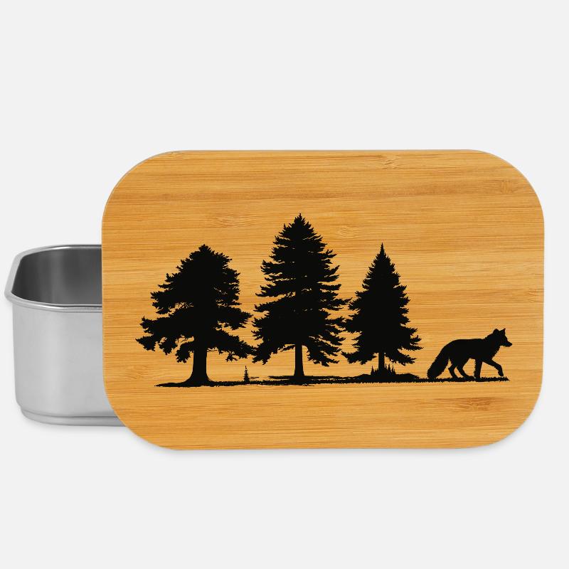 Forest Path Fox Silhouette - Lunch Box - silver