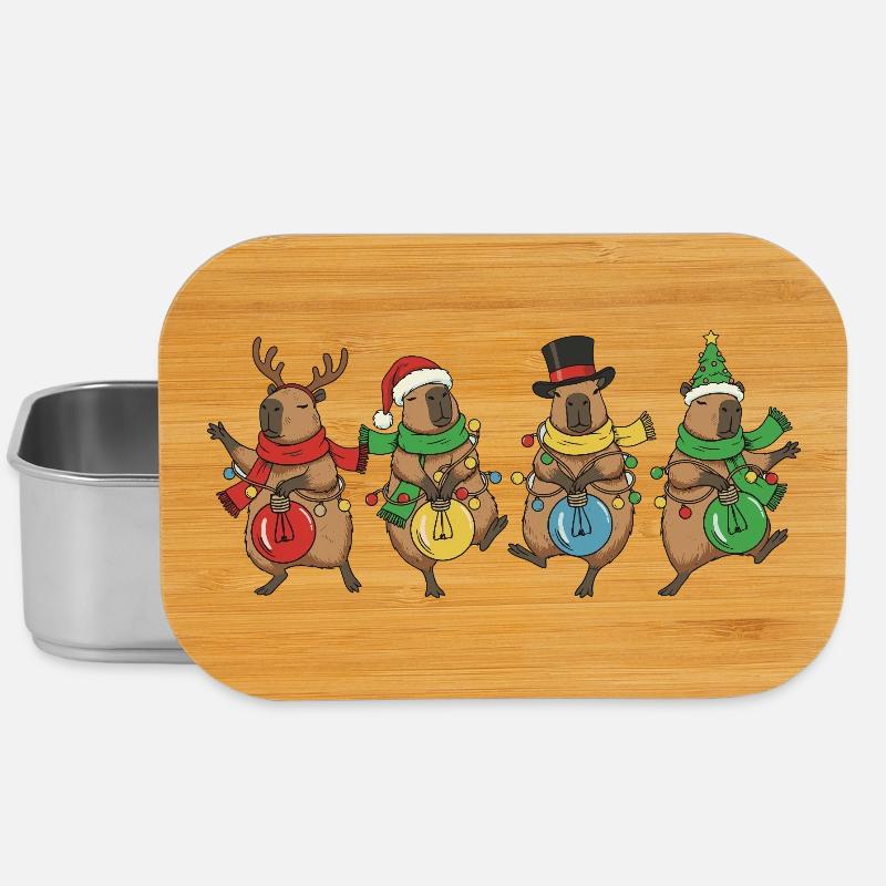Capybara Dancing Christmas Lights - Lunch Box - silver