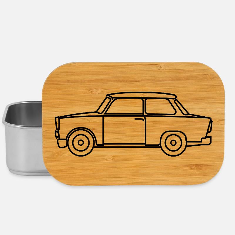 trabi symbol ddr osten oldtimer outlines Logo - Lunch Box - Silber
