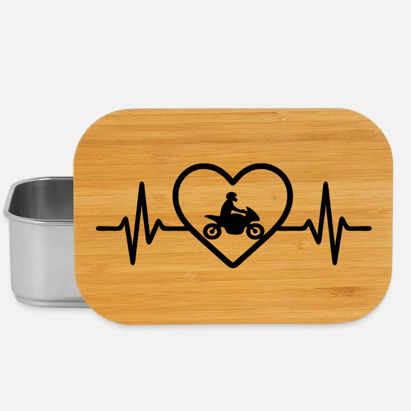 Motorcycle Heart Biker - Lunch Box - silver