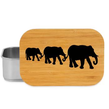 Elefanten, Elefantenfamilie, schwarze Silhouetten. - Lunch Box - Silber - Vorne
