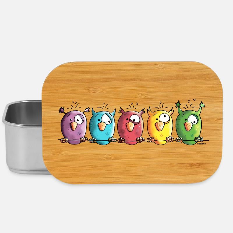 Funny Owls - Bird - Birds - Lunch Box - silver