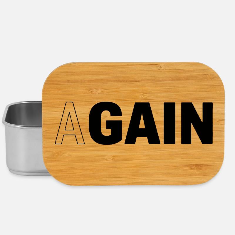 Hidden Gain — AGAIN Typography Motivational - Lunch Box - silver