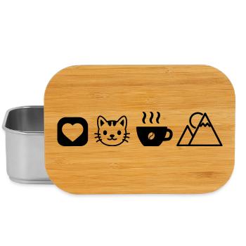 Simple Hobby Icons Cats Coffee Mountains Love - Lunch Box - silver - Front