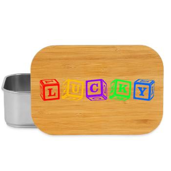 Lucky – Conception colorée de lettres en cube 3D - Boîte à goûter - argent - Devant