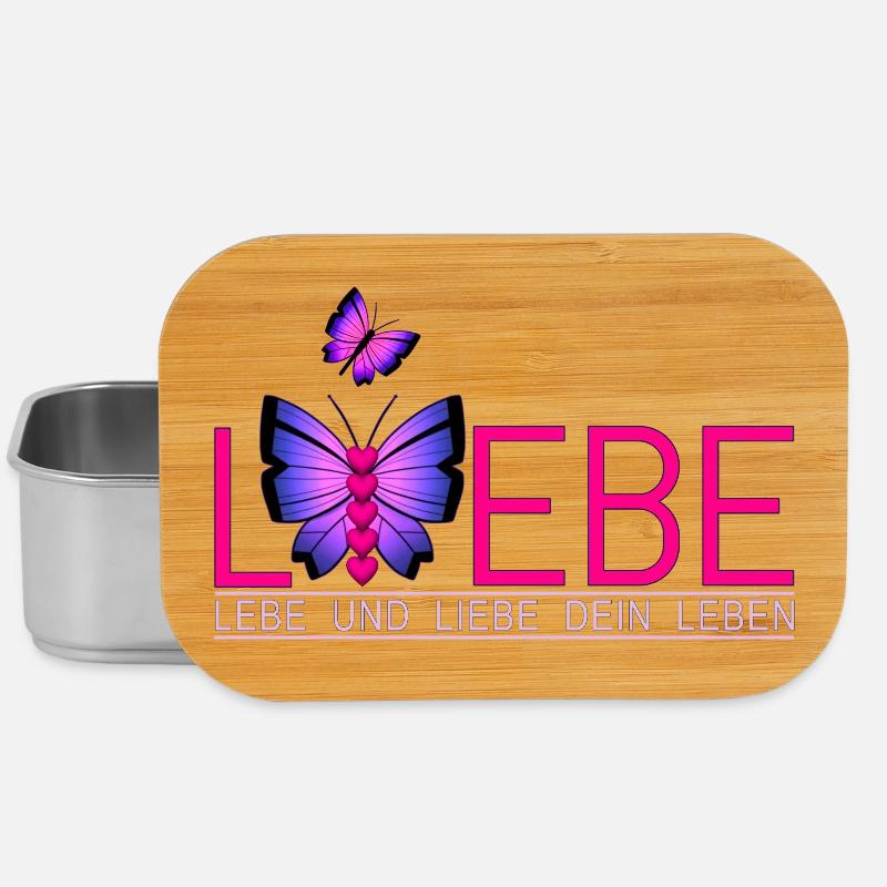 Lebe Liebe Dein Leben Schmetterling - Lunch Box - Silber