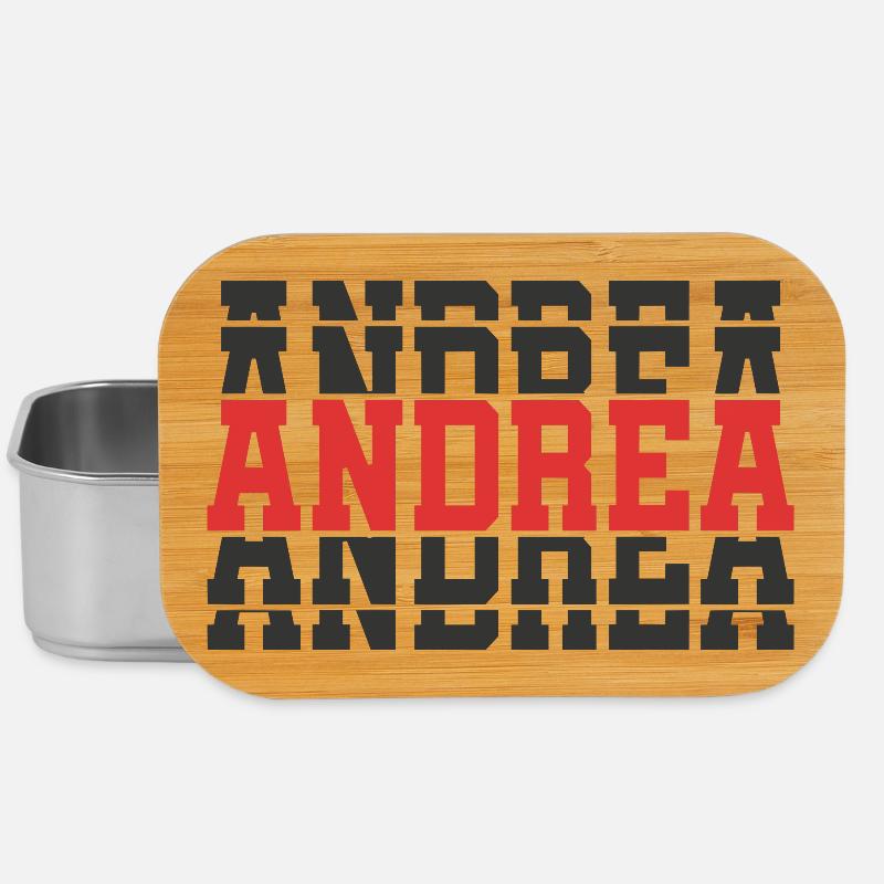 T-Shirt Andrea T-Shirt Geschenkidee gestapelter Text - Lunch Box - Silber