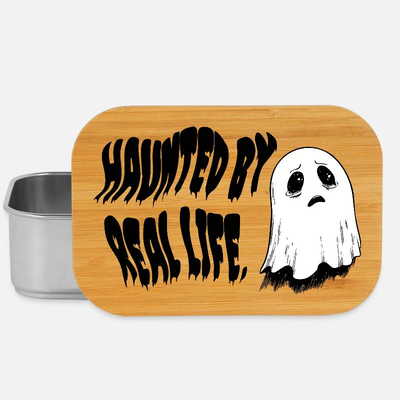 Haunted by Real Life | Sad Ghost Design - Lunch Box - Silber
