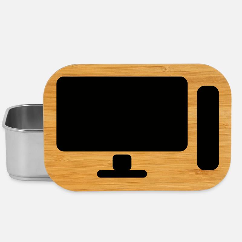 Minimal PC Setup Icon – Gamer Design - Lunch Box - silver