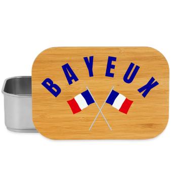 Bayeux Crossed French Flags Emblems - Lunch Box - silver - Front