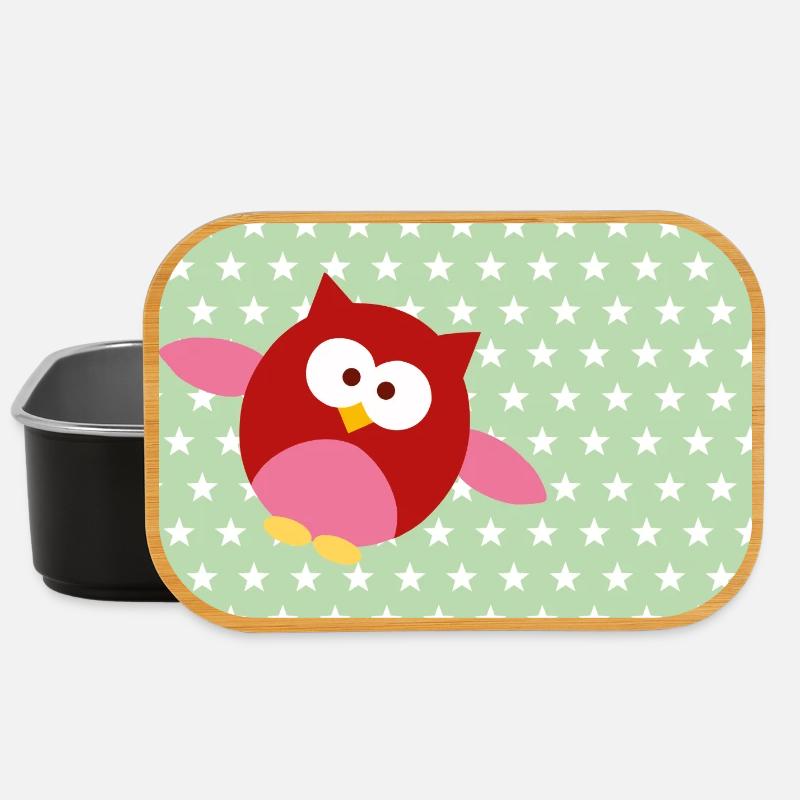 Lustige Eule mit Sternchen grün | personalisierbar - Lunch Box - Schwarz