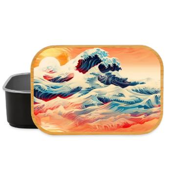 Wellen bei Sonnenuntergang in Ukiyoe - Lunch Box - Schwarz - Vorne