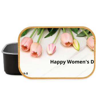 Happy Women's Day Pink Tulips - Lunch Box - black - Front