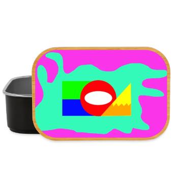 Geometric Color Block Collage Neon - Lunch Box - black - Front