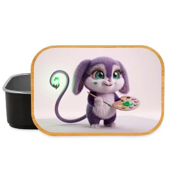 Adorable artiste de créatures duveteuses avec palette de peintures et - Boîte à goûter - noir - Devant