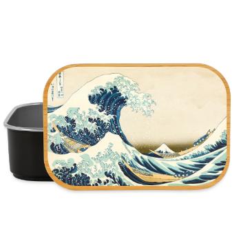 Ukiyo-e Wave Painting with Bergen Waves Japan - Lunch Box - black - Front