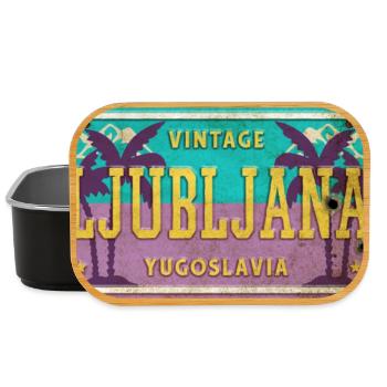 Ljubljana Yugoslavia vintage shield - Lunch Box - black - Front