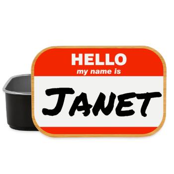 Bonjour, je m’appelle Janet Étiquette Nom Tag - Boîte à goûter - noir - Devant